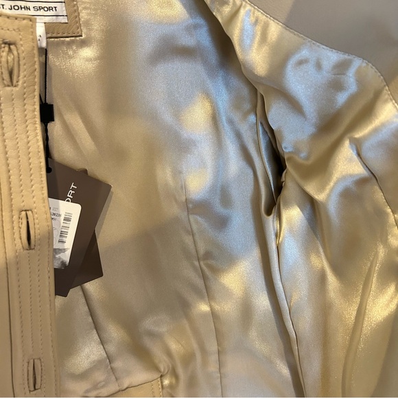 BRAND NEW!  St. John Sport beige leather button down jacket Sz. M - Picture 9 of 10